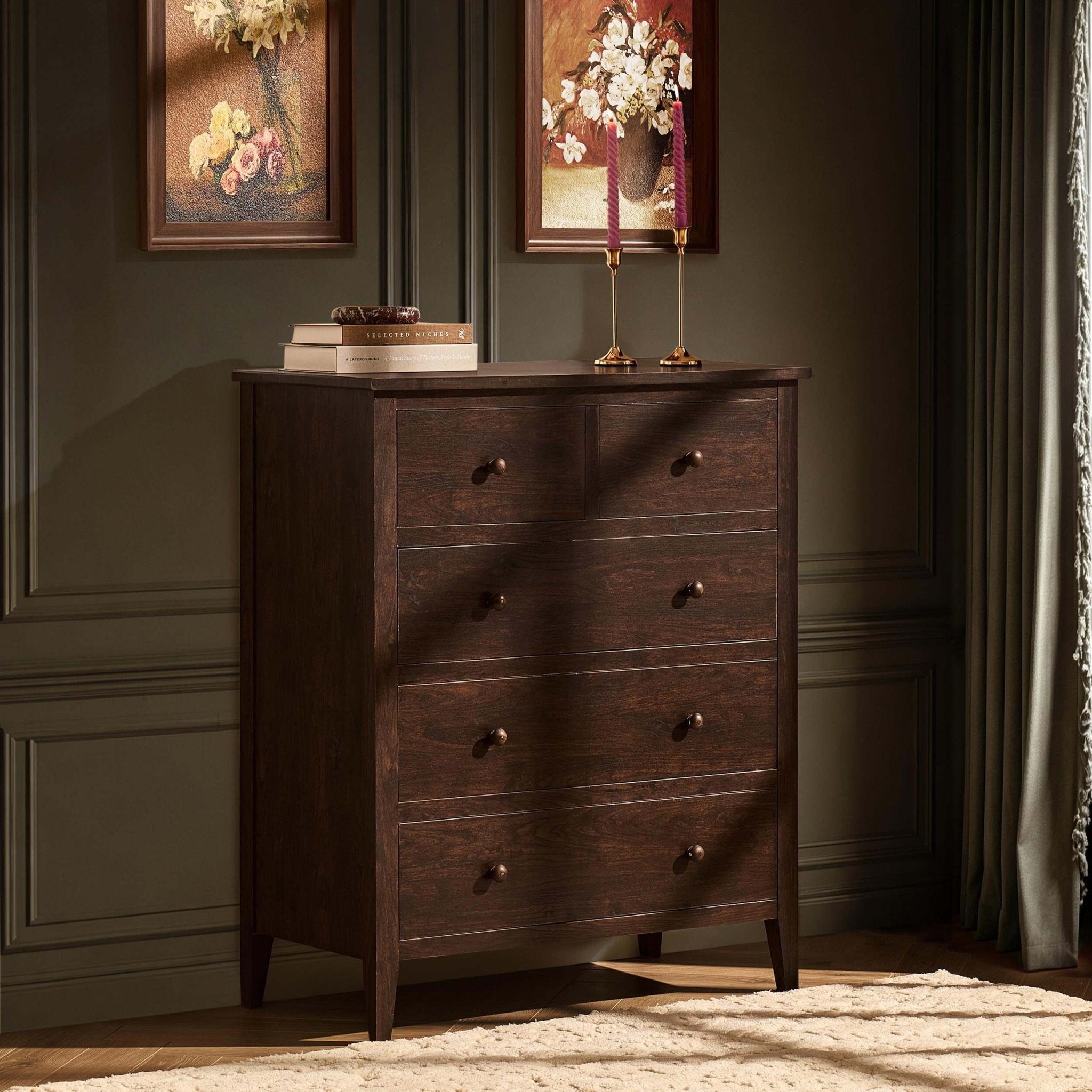 Commode 5 tiroirs Nell - Noyer