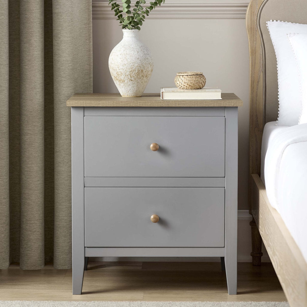 Dusklia - Nell 2 Drawer Bedside Table - Grey