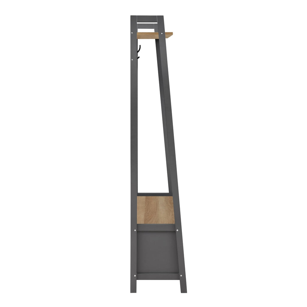 Dusklia - Nell Hallway Shelf with Hooks - Charcoal