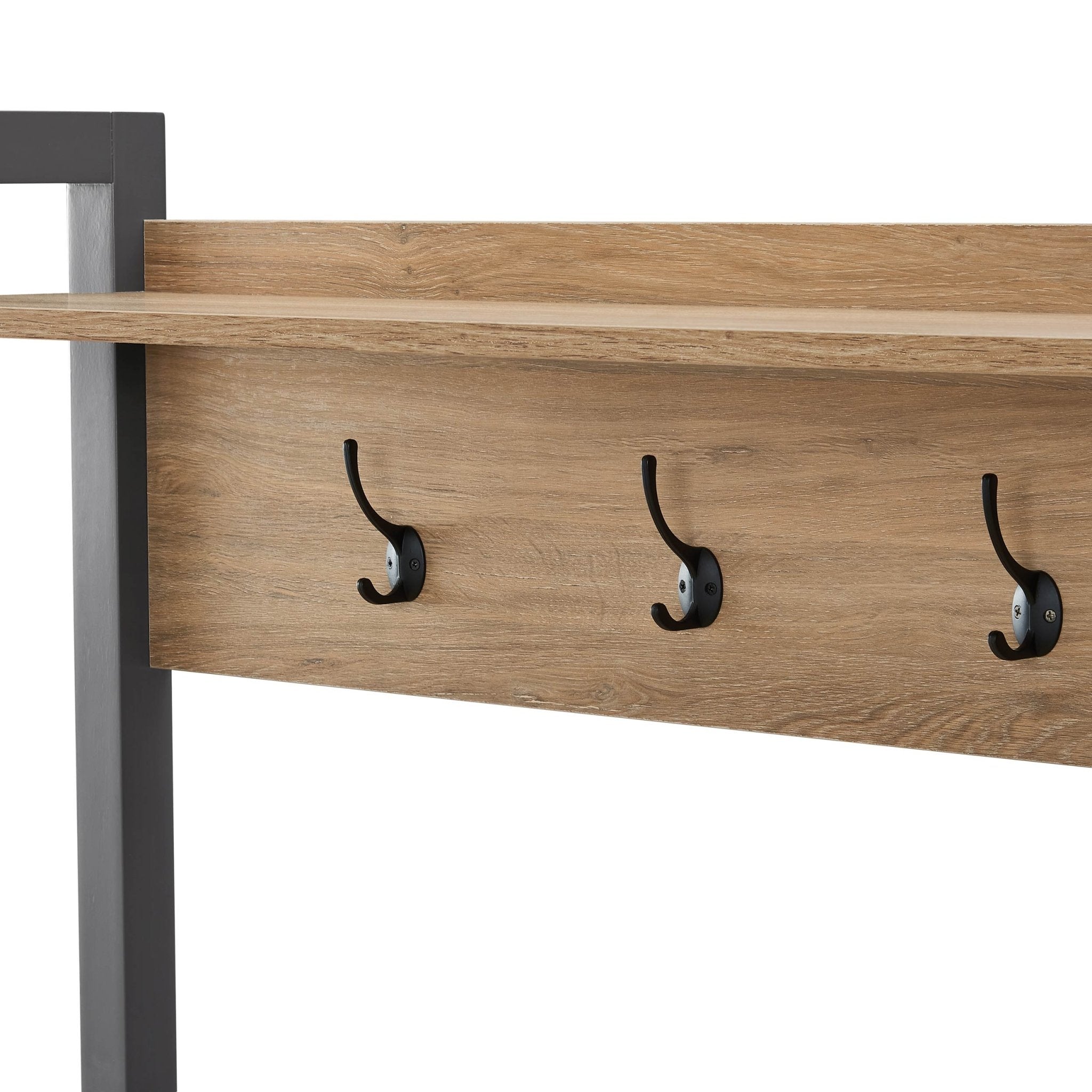 Dusklia - Nell Hallway Shelf with Hooks - Charcoal