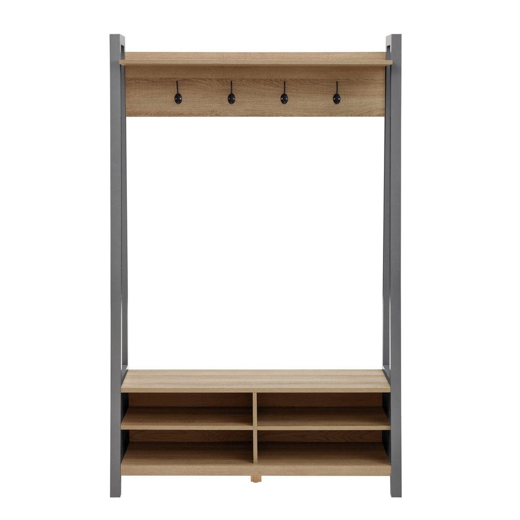 Dusklia - Nell Hallway Shelf with Hooks - Charcoal
