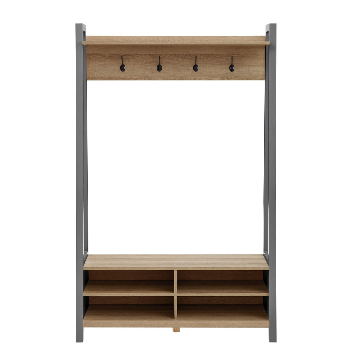 Dusklia - Nell Hallway Shelf with Hooks - Charcoal
