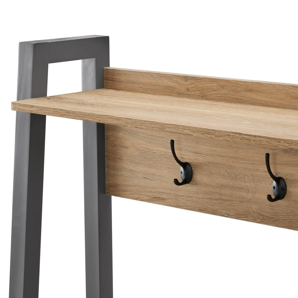 Dusklia - Nell Hallway Shelf with Hooks - Charcoal