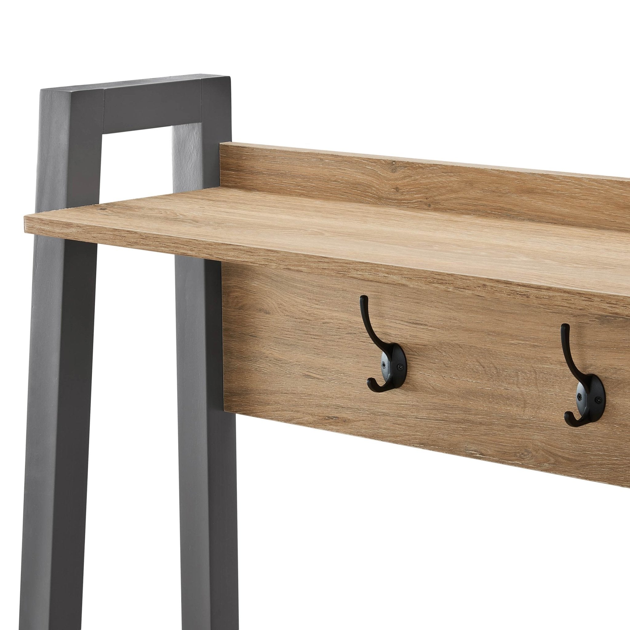 Dusklia - Nell Hallway Shelf with Hooks - Charcoal