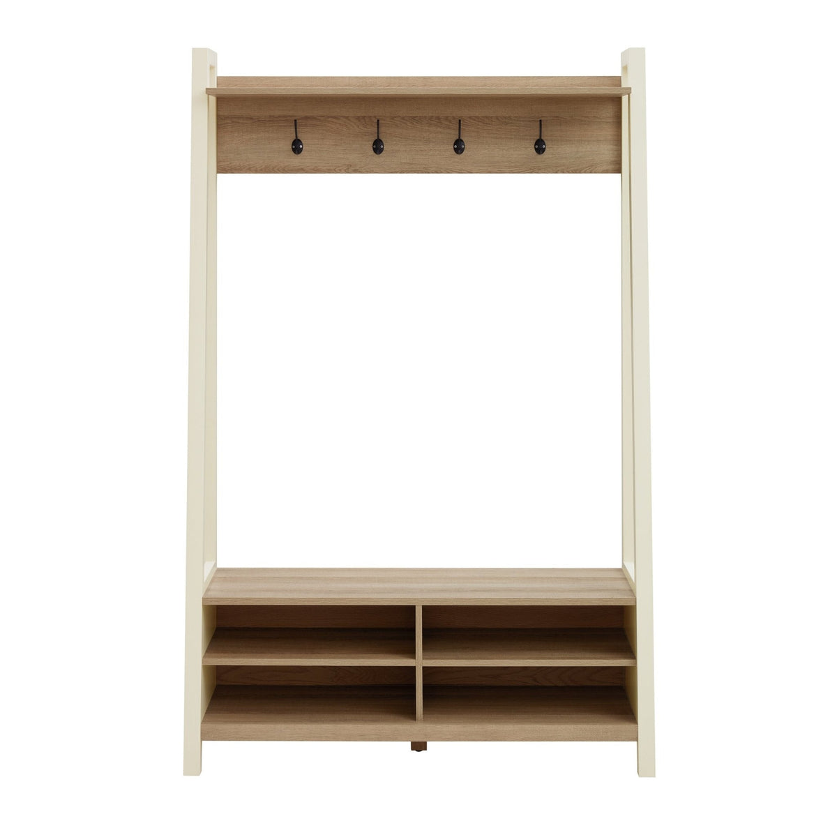 Dusklia - Nell Hallway Shelf with Hooks - Cream