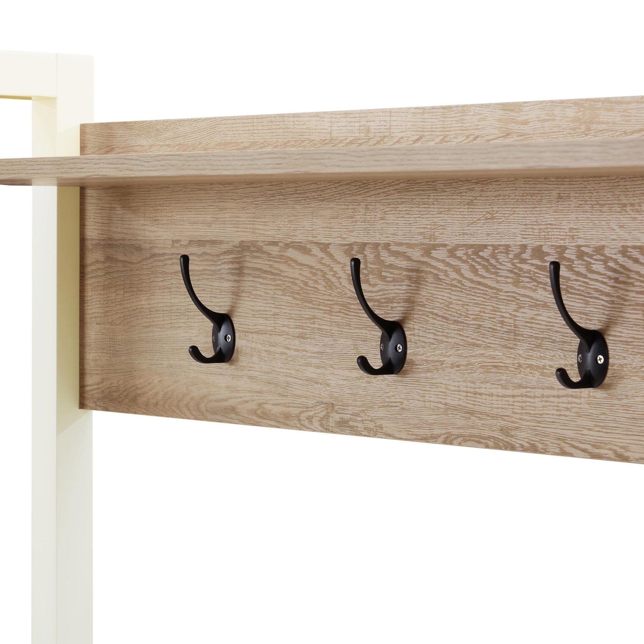 Dusklia - Nell Hallway Shelf with Hooks - Cream