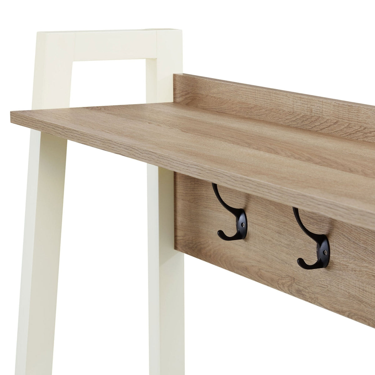 Dusklia - Nell Hallway Shelf with Hooks - Cream