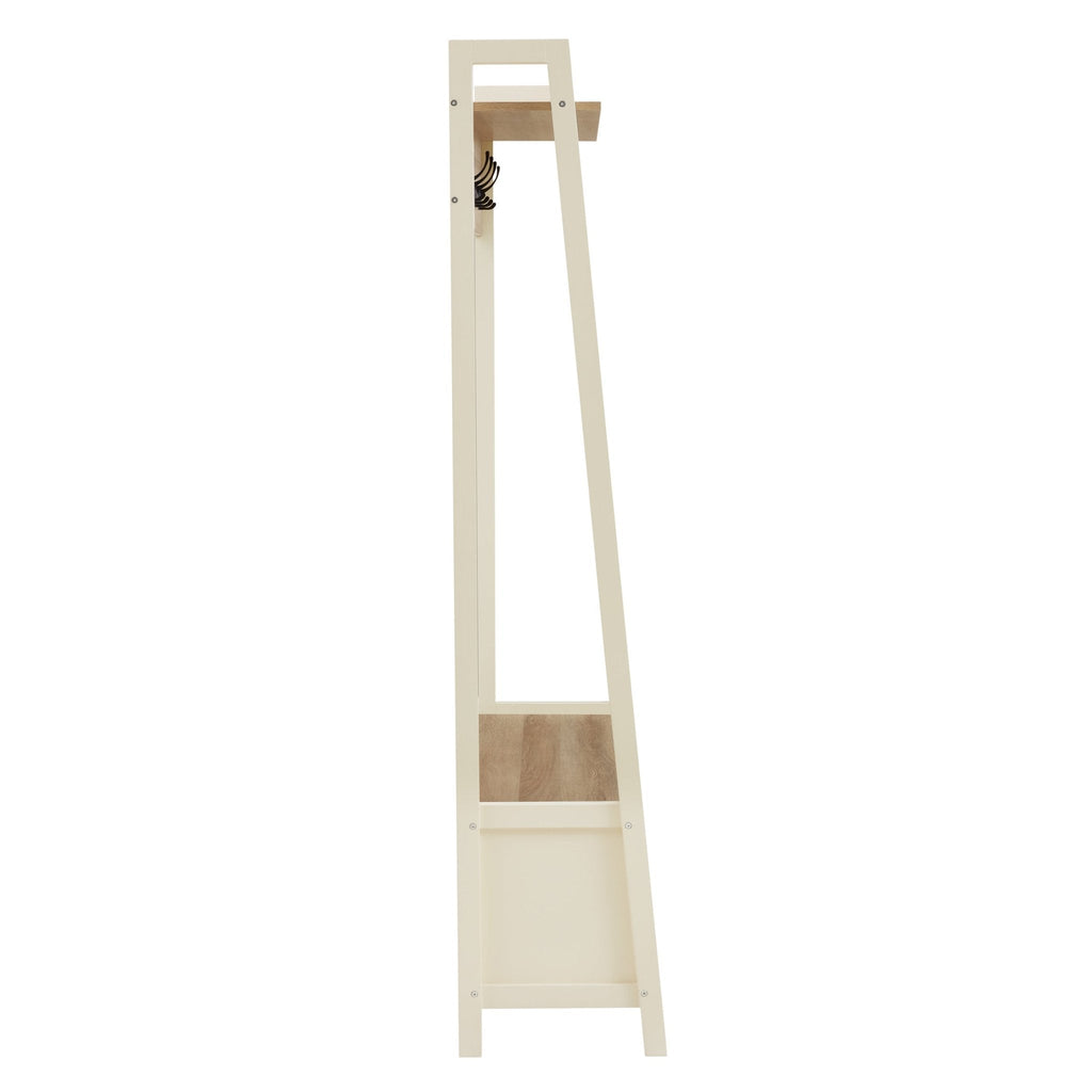 Dusklia - Nell Hallway Shelf with Hooks - Cream
