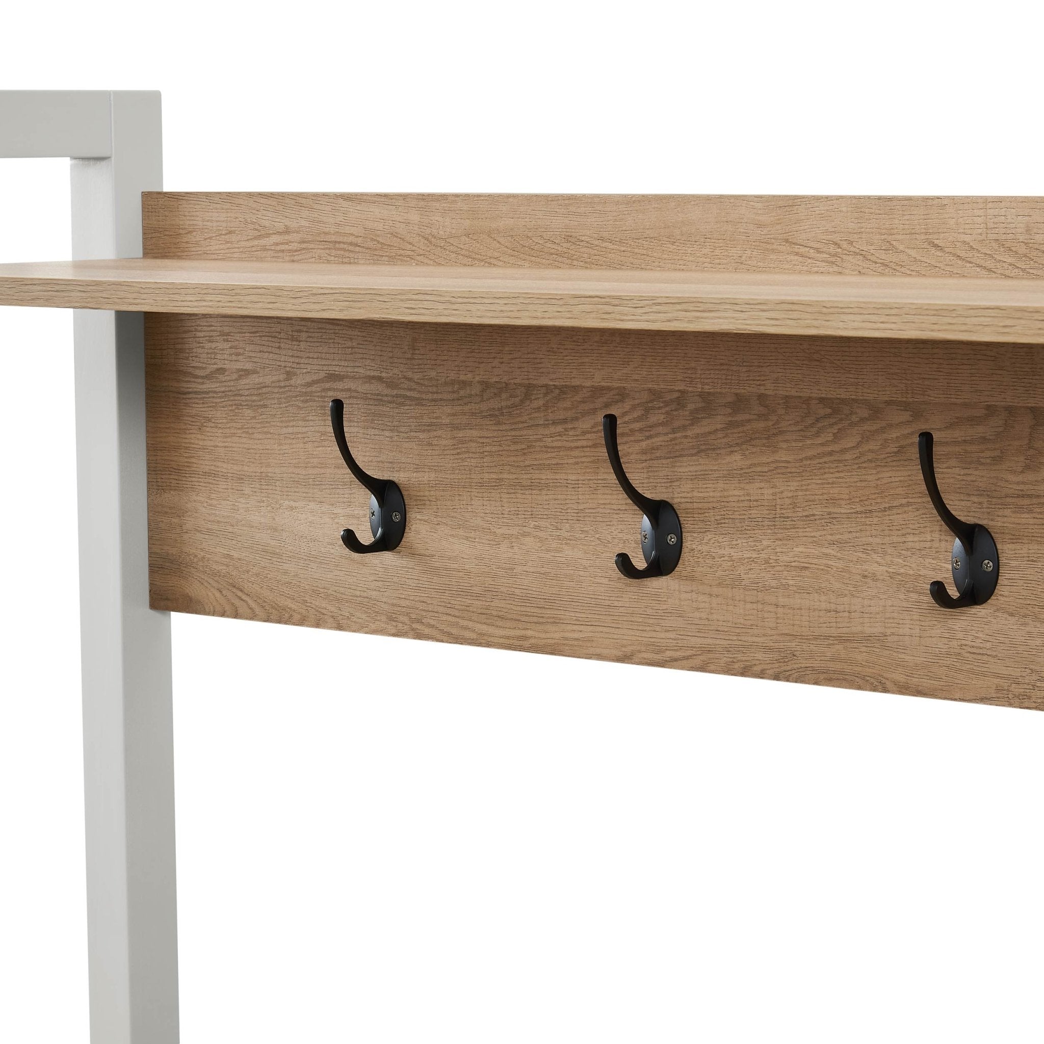 Dusklia - Nell Hallway Shelf with Hooks - Grey