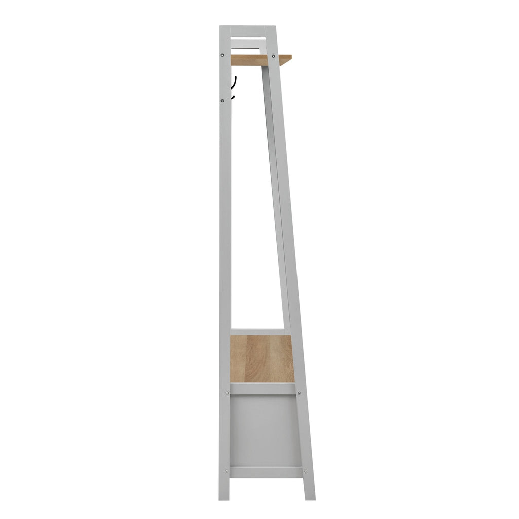 Dusklia - Nell Hallway Shelf with Hooks - Grey