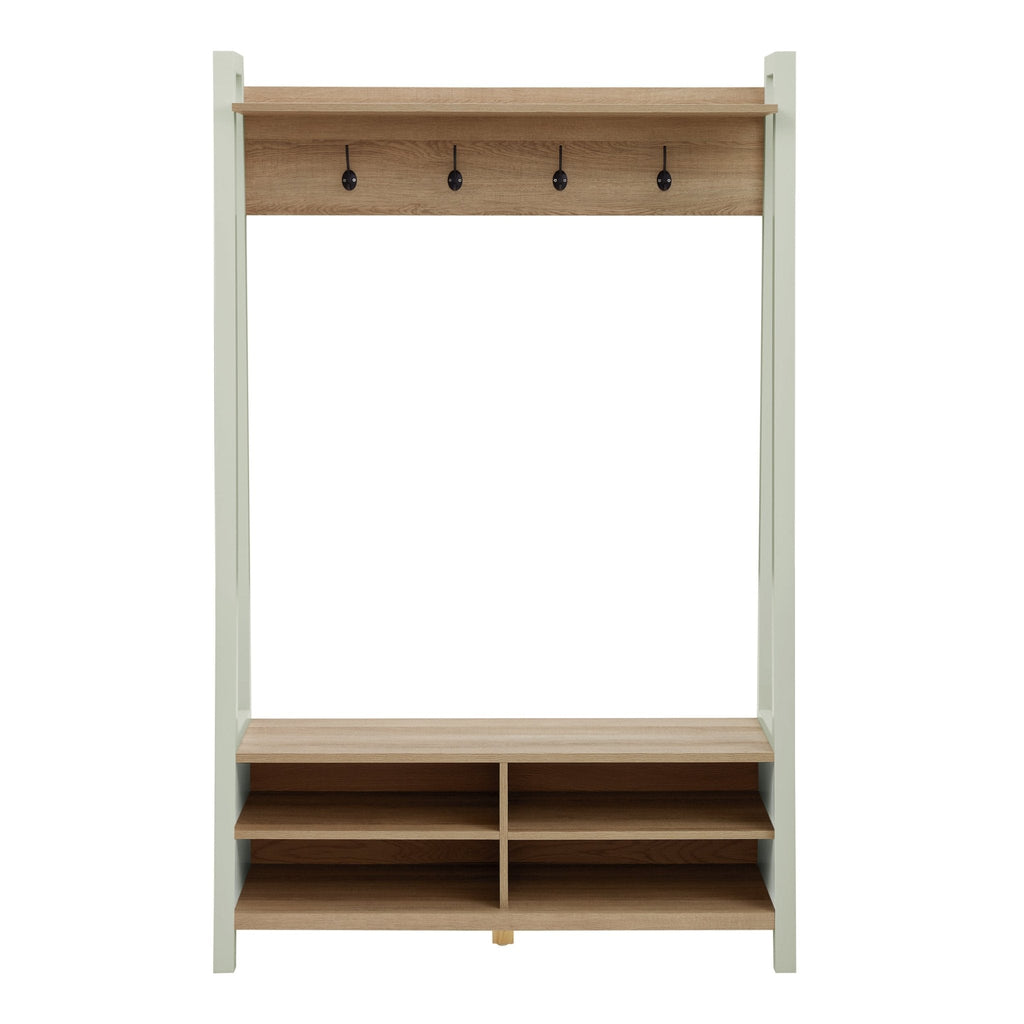Dusklia - Nell Hallway Shelf with Hooks - Sage Green