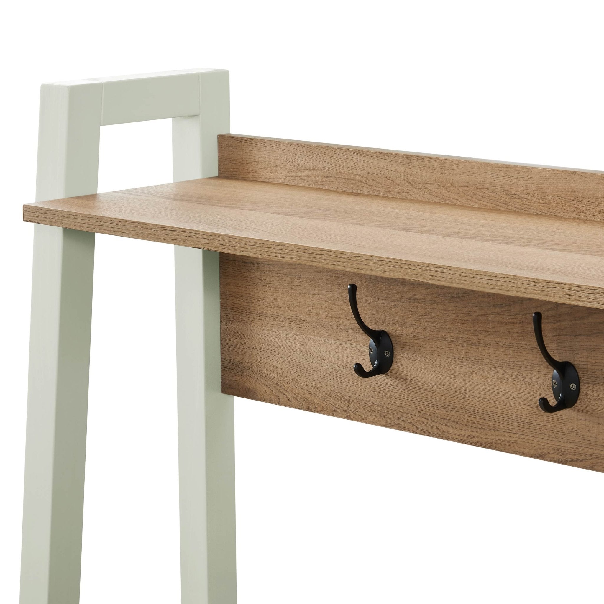 Dusklia - Nell Hallway Shelf with Hooks - Sage Green