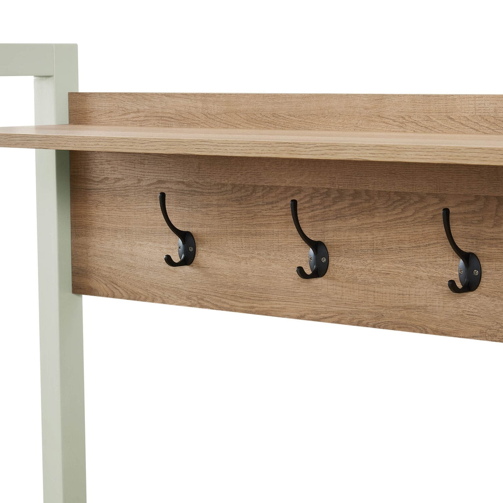 Dusklia - Nell Hallway Shelf with Hooks - Sage Green