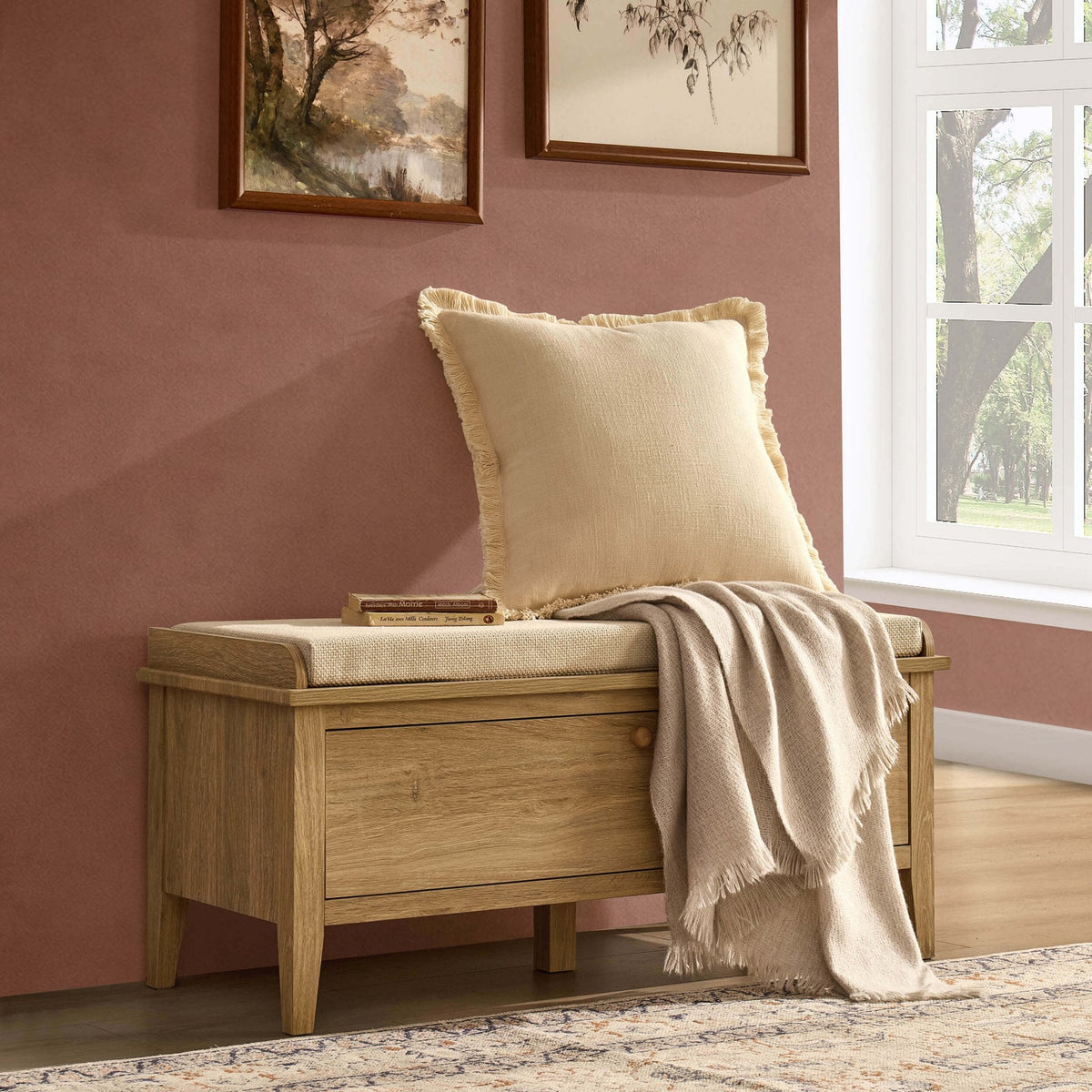 Dusklia - Nell Seated Storage Cabinet  - Light Wood