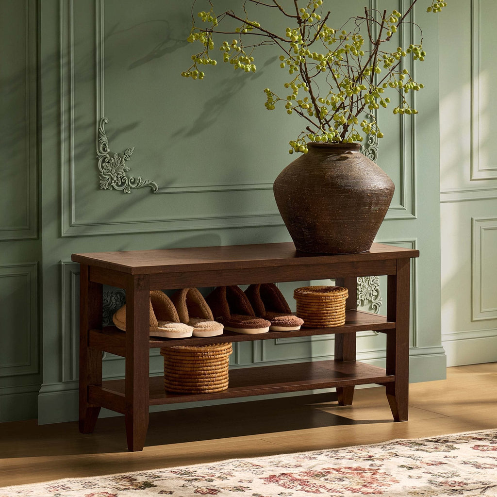 Banc de rangement pour chaussures Nell - Noyer