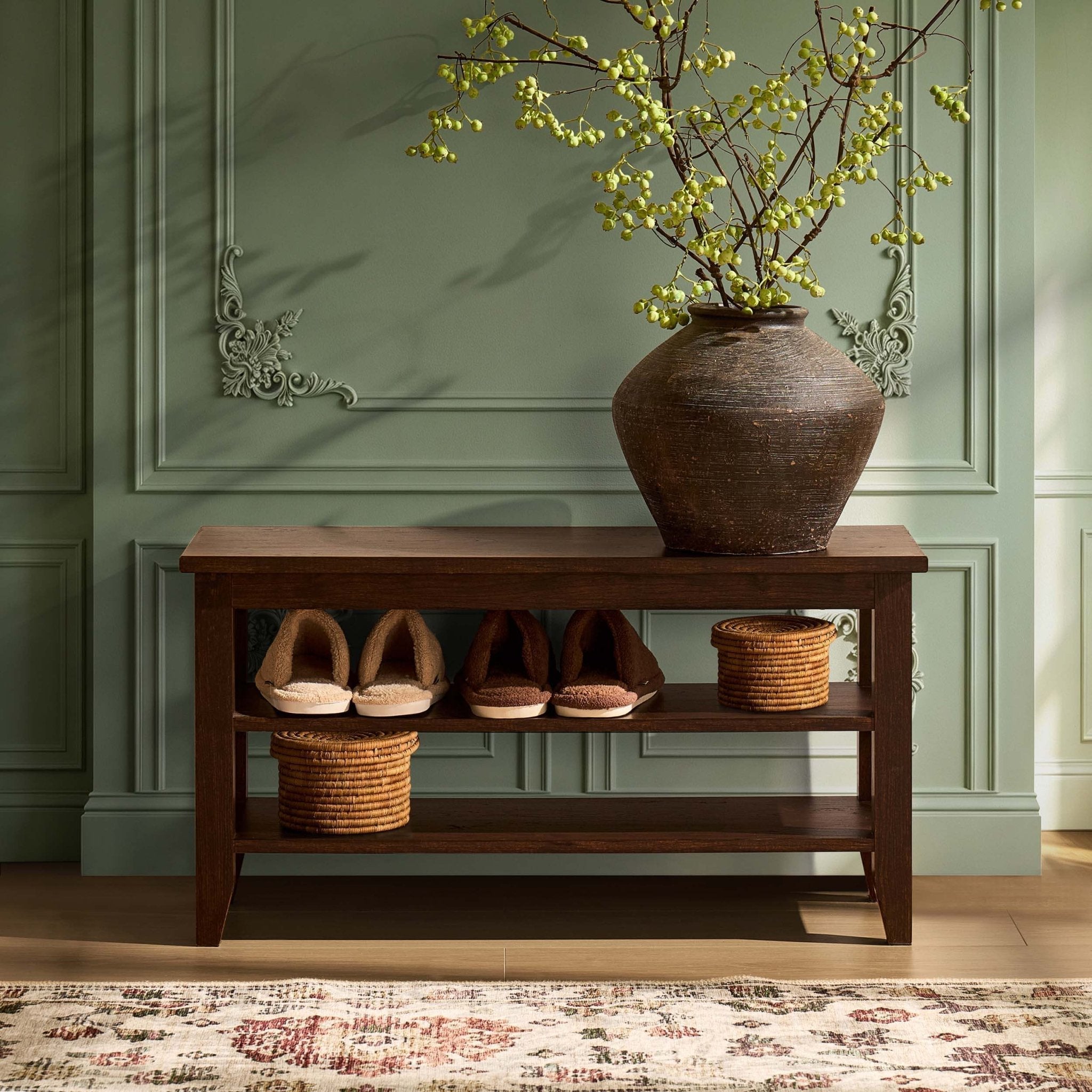Banc de rangement pour chaussures Nell - Noyer