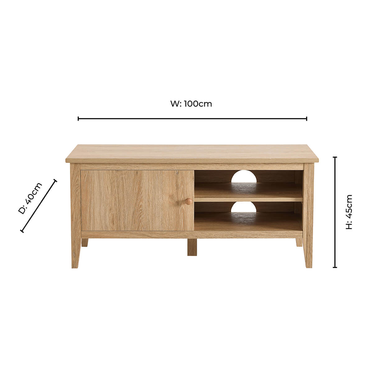 Dusklia - Nell Space Saving TV Unit (100cm) - Light Wood