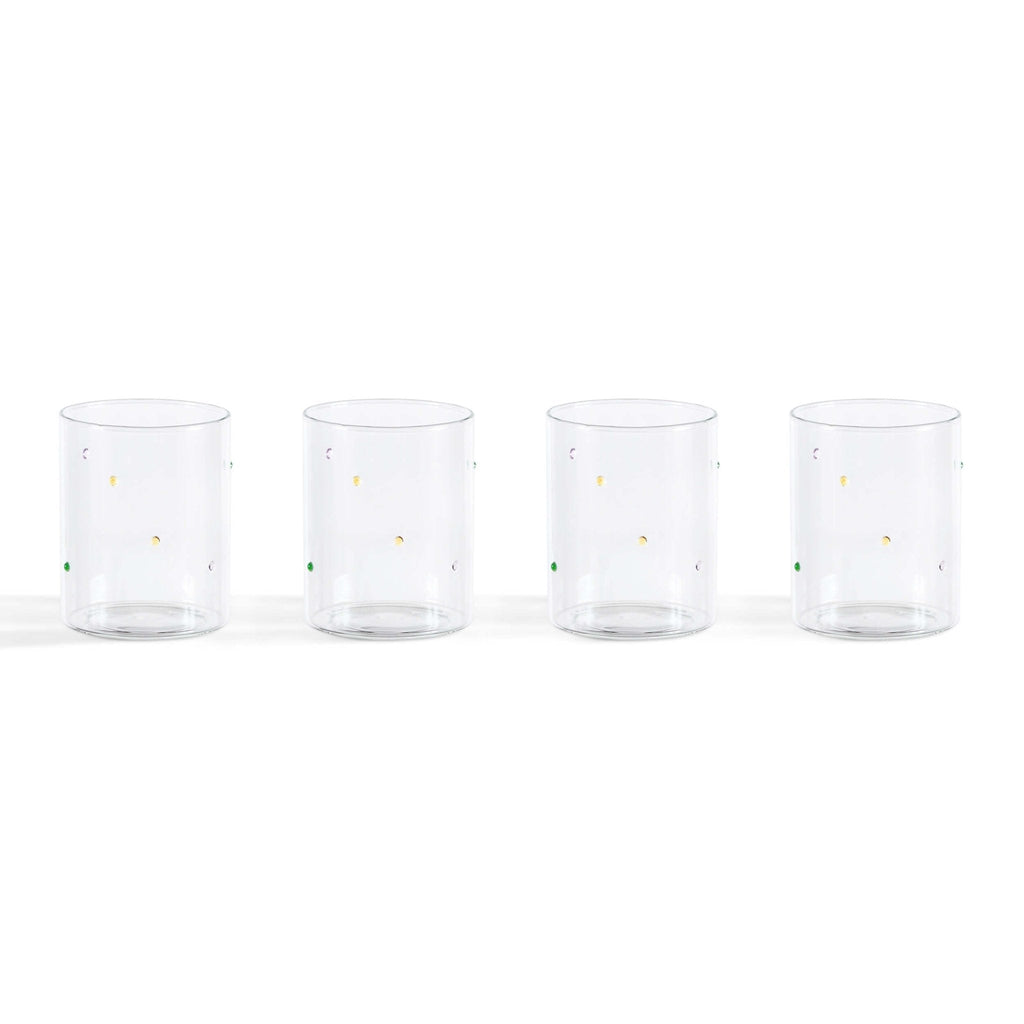 Dusklia - Nelly Polka Dot Glass Highballs - Set of 4 - Clear