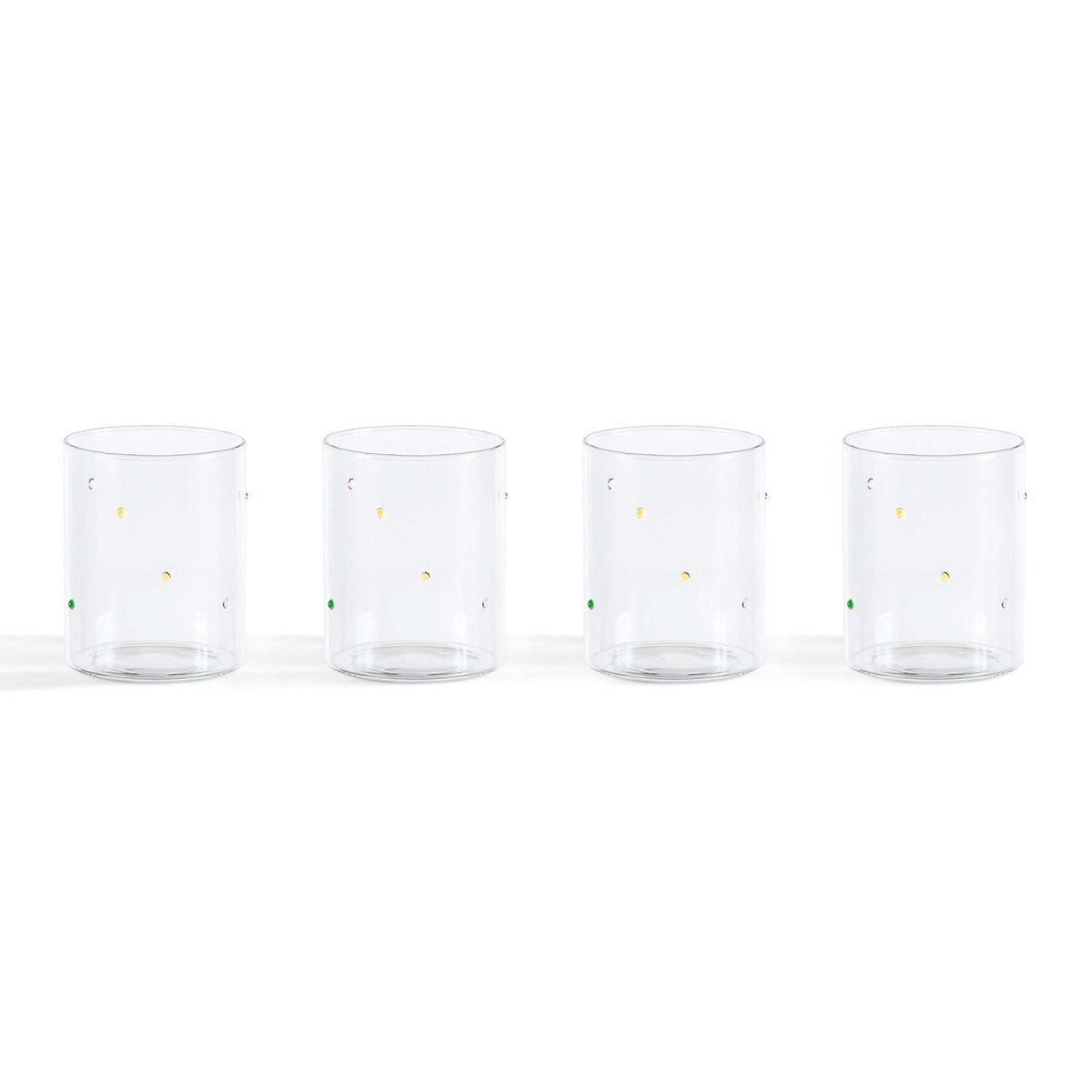 Dusklia - Nelly Polka Dot Glass Highballs - Set of 4 - Clear
