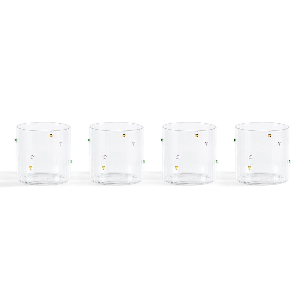 Dusklia - Nelly Polka Dot Glass Tumblers - Set of 4 - Clear
