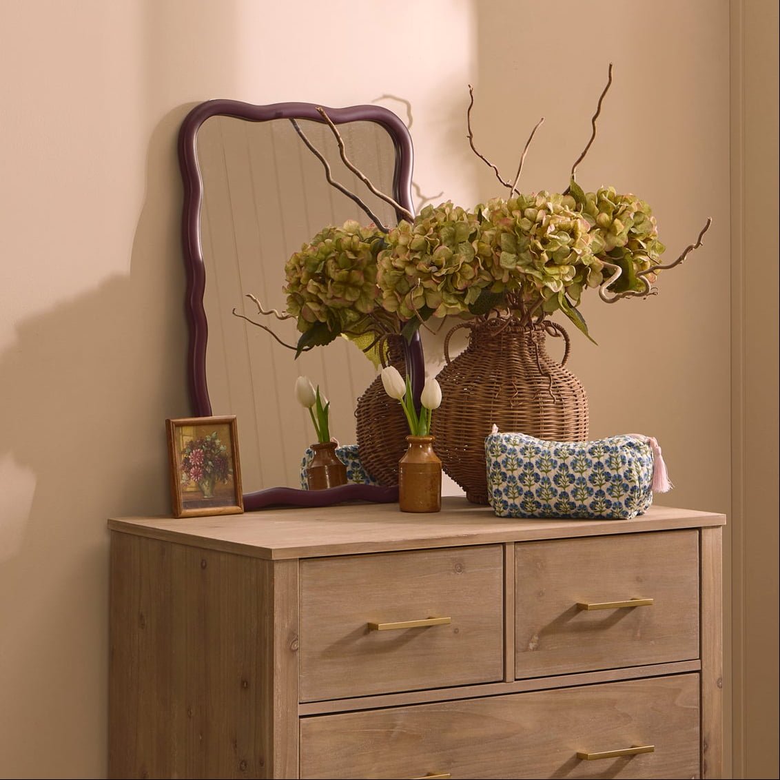 Dusklia - Niamh Wavy Wall Mirror - Tawny Port