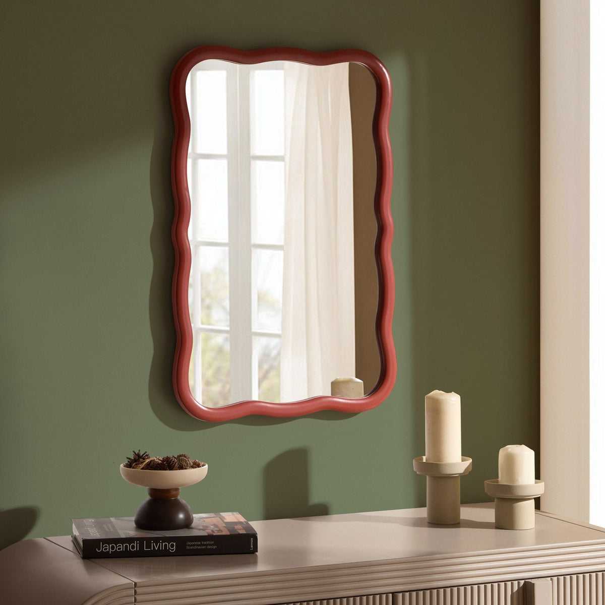 Dusklia - Niamh Wavy Wall Mirror - Terracotta