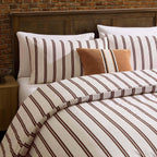 Dusklia - Noa 100% Cotton Stripe Duvet Cover & Pillowcase Set - Chocolate