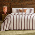 Dusklia - Noa 100% Cotton Stripe Duvet Cover & Pillowcase Set - Chocolate