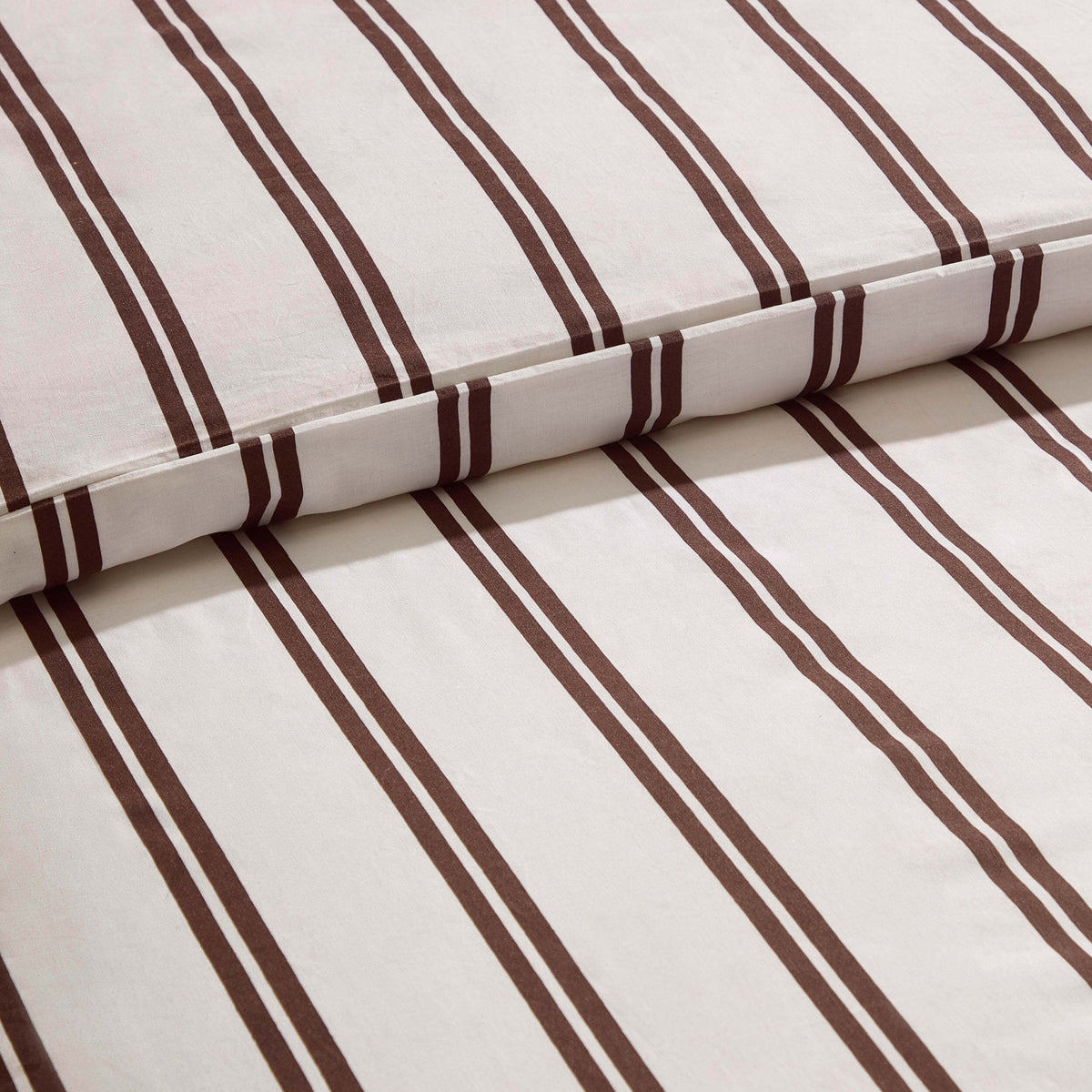 Dusklia - Noa 100% Cotton Stripe Duvet Cover & Pillowcase Set - Chocolate