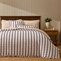 Dusklia - Noa Ruffle Edge Stripe Bedspread - Chocolate