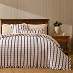 Dusklia - Noa Ruffle Edge Stripe Bedspread - Chocolate