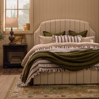 Dusklia - Noa Ruffle Edge Stripe Bedspread - Chocolate