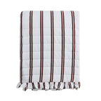 Dusklia - Noa Ruffle Edge Stripe Bedspread - Chocolate