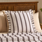 Dusklia - Noa Ruffle Edge Stripe Cushion Cover - Chocolate