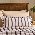 Dusklia - Noa Ruffle Edge Stripe Cushion Cover - Chocolate