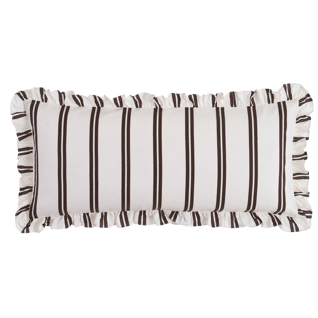 Dusklia - Noa Ruffle Edge Stripe Cushion Cover - Chocolate