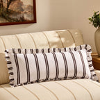Dusklia - Noa Ruffle Edge Stripe Sofa Cushion Cover - Chocolate