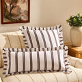 Dusklia - Noa Ruffle Edge Stripe Sofa Cushion Cover - Chocolate