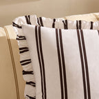 Dusklia - Noa Ruffle Edge Stripe Sofa Cushion Cover - Chocolate