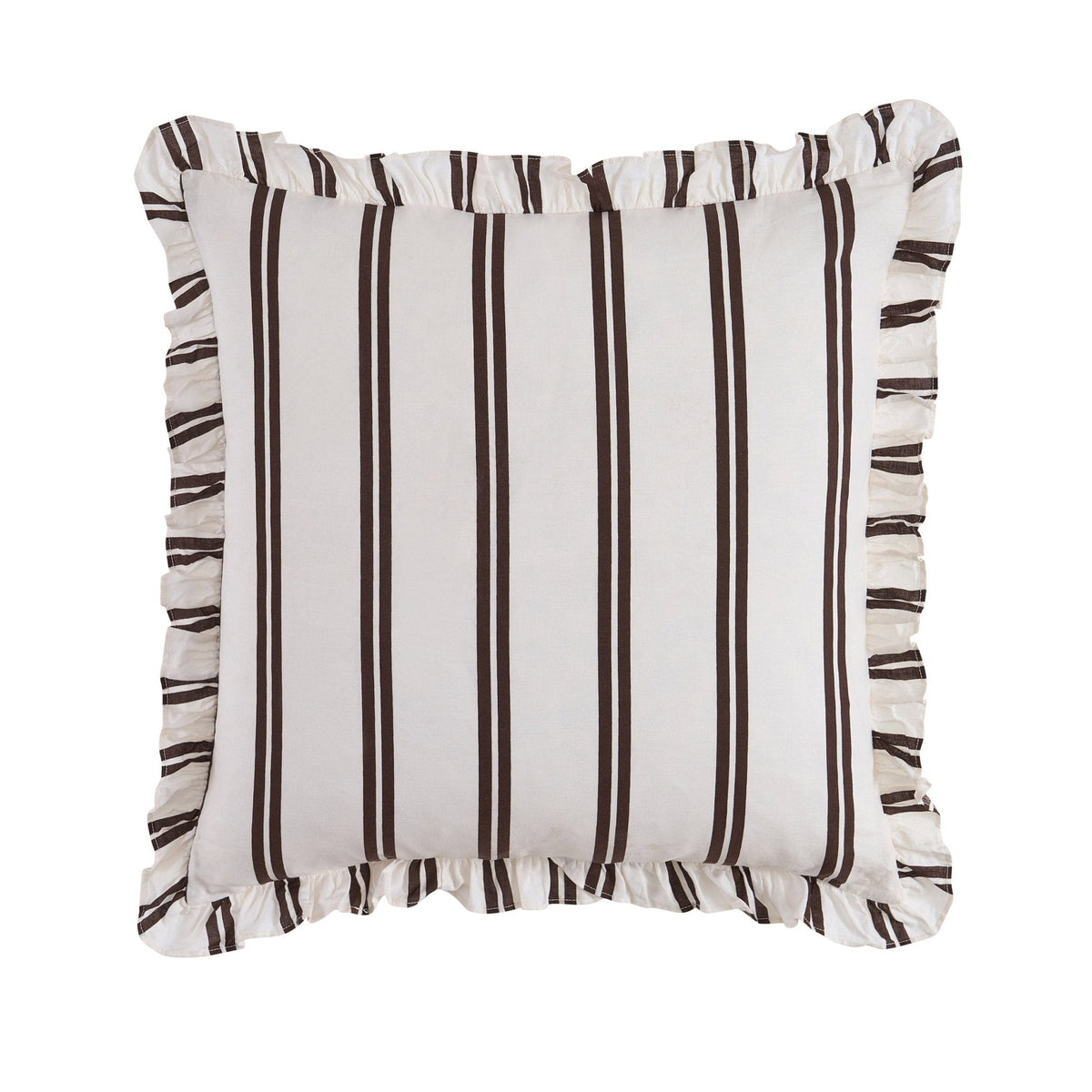 Dusklia - Noa Ruffle Edge Stripe Sofa Cushion Cover - Chocolate