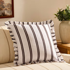 Dusklia - Noa Ruffle Edge Stripe Sofa Cushion Cover - Chocolate