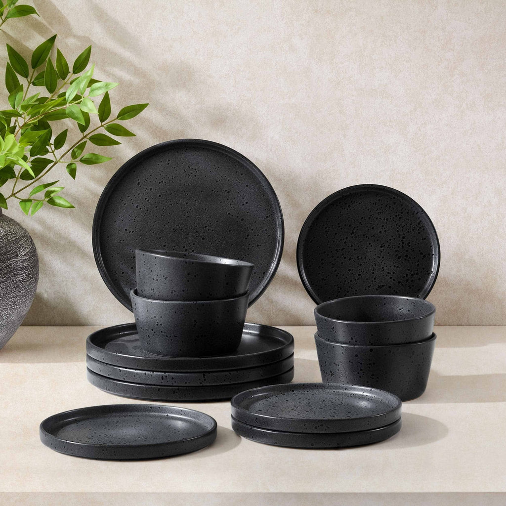 Dusklia - Nori 12 Piece Dinner Set - Charcoal Grey