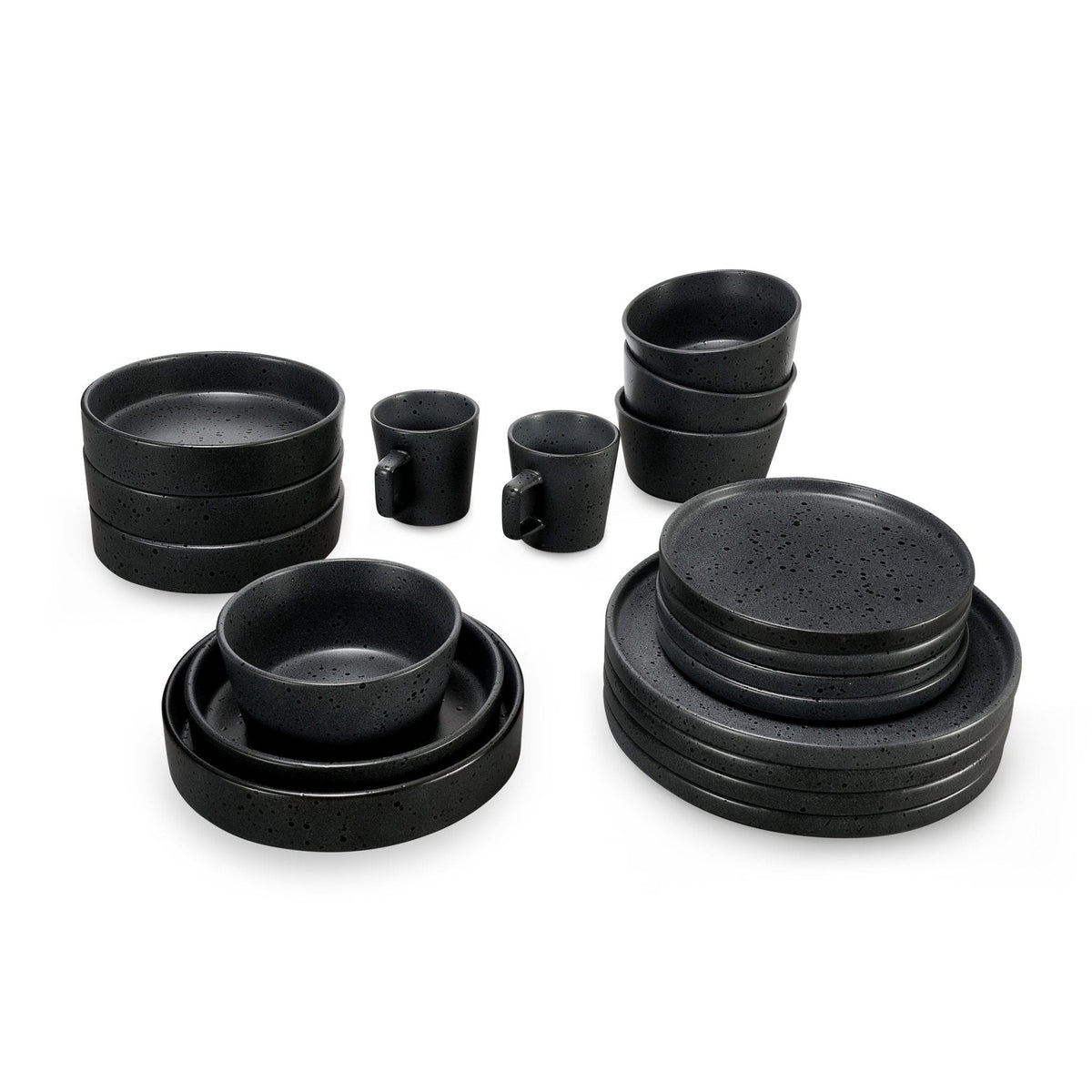 Dusklia - Nori Stoneware Set of 4 Dinner Plates - Charcoal Grey