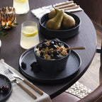 Dusklia - Nori Stoneware Set of 4 Dinner Plates - Charcoal Grey