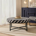 Dusklia - Northwich Black Metal Frame Pouffe - Mono Stripe