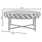 Dusklia - Northwich Black Metal Frame Pouffe - Mono Stripe