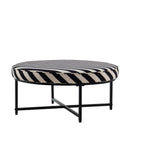 Dusklia - Northwich Black Metal Frame Pouffe - Mono Stripe