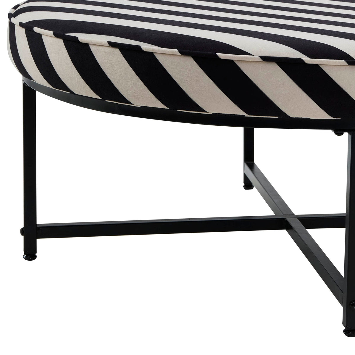 Dusklia - Northwich Black Metal Frame Pouffe - Mono Stripe