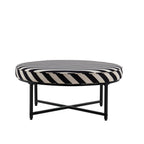 Dusklia - Northwich Black Metal Frame Pouffe - Mono Stripe