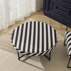 Dusklia - Northwich Black Metal Frame Pouffe - Mono Stripe